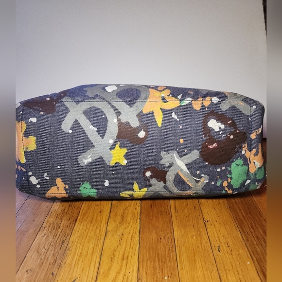 Vintage Y2K Dooney and Bourke Graffiti Splash Paint Denim Shoulder Bag Purse - Picture 9 of 15